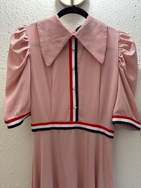 Vintage Pink Dress with Nautical Trim
